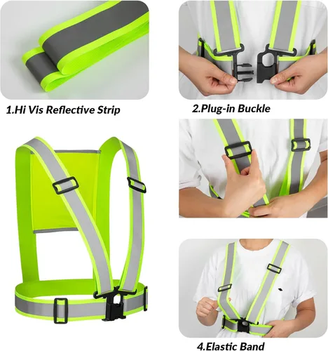 Miniatura 3 de Chaleco reflectante, chaleco de seguridad personalizado, correas de alta visibilidad, cinturón para hombres y mujeres, ajustable y ligero