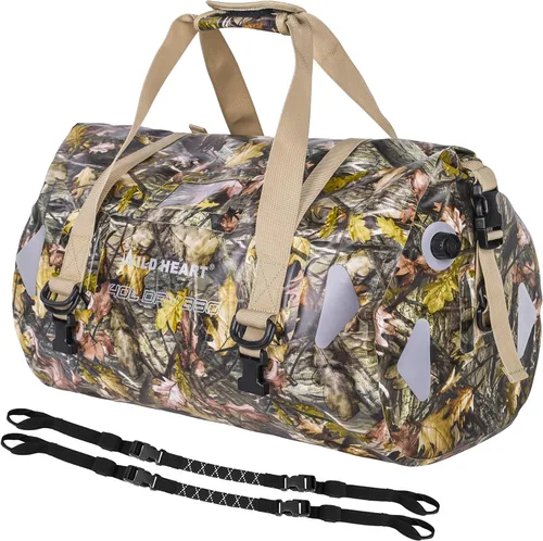 Miniatura 23 de WILD HEART Bolsa de lona impermeable para motocicleta, PVC500D, doble parte inferior, con correas de cuerda y bolsillo interior, 40L, 66L, 100L, 66L