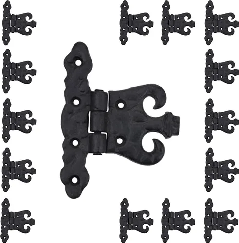 Miniatura 10 de Renovators Supply Manufacturing Paquete de 2 bisagras de puerta de gabinete con herrajes de 4.5 pulgadas, bisagra de hierro forjado negro resistente