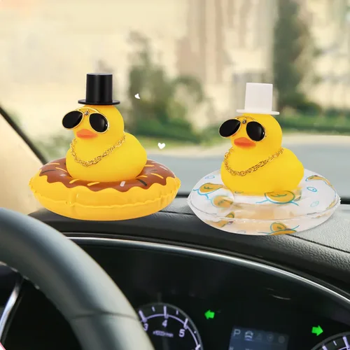Miniatura 7 de wonuu 2 adornos de pato para salpicadero de automóvil, adornos de goma para decoración de tablero de automóvil, accesorios de decoración con mini
