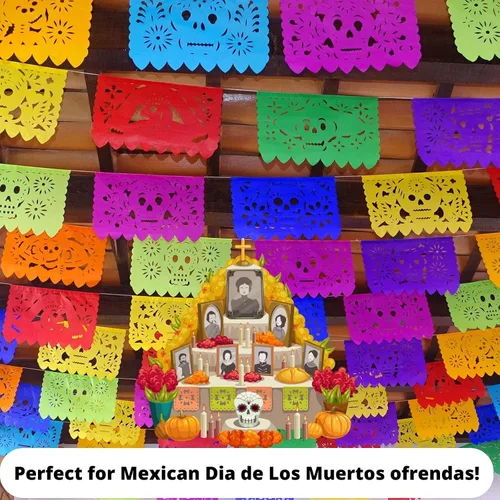Miniatura 8 de Dia de Los Muertos Papel Picado, Día de los Muertos, Paquete de 5 Papel de seda