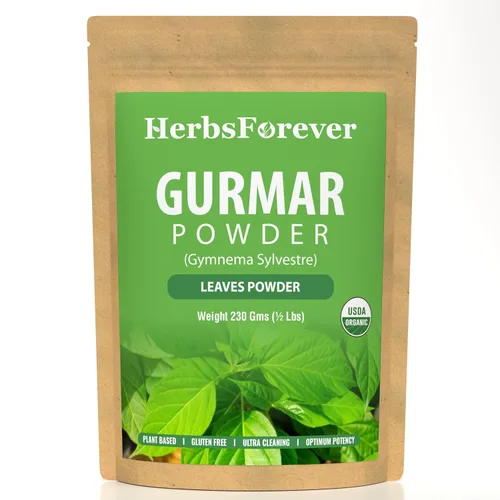Herbsforever Gurmar Polvo Hojas Polvo Gymnema Sylvestre Apoyo Saludable Dulce Nivel Sin OGM, Orgánico, Vegano 230 GMS