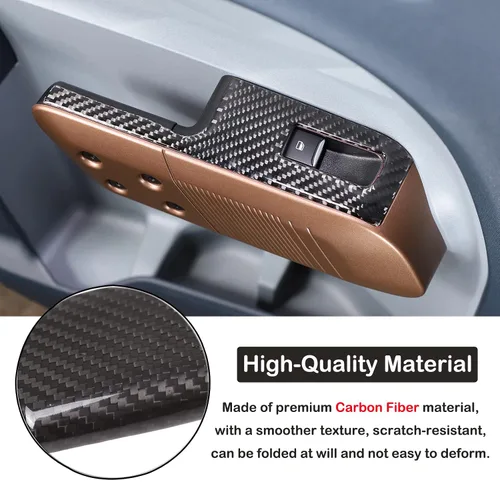 Miniatura 3 de Aunginsy Adhesivo para panel de botón de elevación de vidrio para puerta de automóvil, compatible con Ford Maverick 2022-2025, fibra de carbono