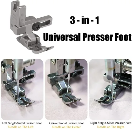 Miniatura 3 de 2 prensatelas universales #T3 tres en uno multifuncional prensatelas ajustables izquierdo y derecho para máquina de coser de coche plano