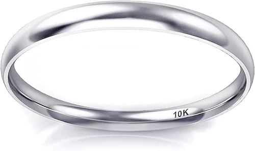 Miniatura 6 de Anillo de alianza de boda de 10 mm en blanco amarillo oro rosa de 2 mm