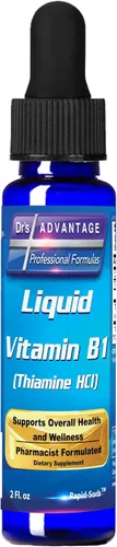 Dr's Advantage Gotero líquido de vitamina B1 de 2 onzas, suplemento de tiamina B1 para apoyo energético, vitaminas B1 esenciales, promueve el