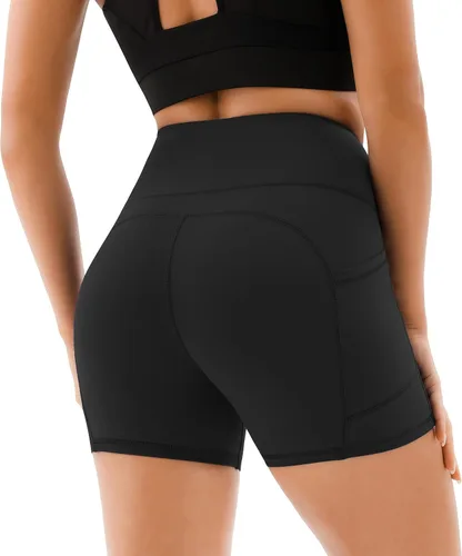Miniatura 2 de Persit - Pantalones cortos de yoga de cintura alta para mujer con bolsillos laterales e interiores, no transparentes, pantalones cortos atléticos