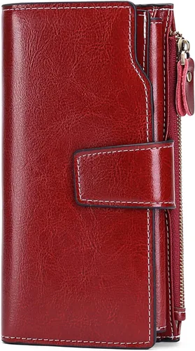 Miniatura 6 de SENDEFN - Cartera de cuero para mujer portatarjetas con bloqueo RFID monedero para mujer con cierre