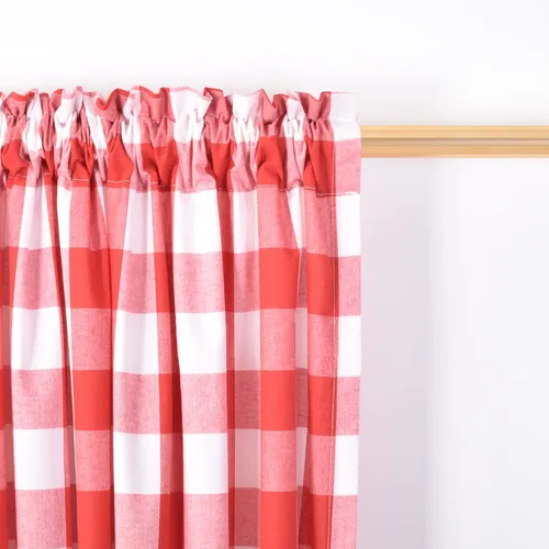 Miniatura 73 de Cenefas de cortina para ventana de 16 pulgadas de largo, 2 paneles de cuadros búfalo, cortinas pequeñas con bolsillo para barra, estilo clásico