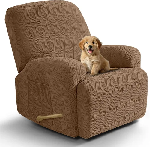 Miniatura 17 de VANSOFY Fundas para sillas reclinables, 4 piezas, elásticas, de tela jacquard, suave funda para silla reclinable, protector de muebles con parte