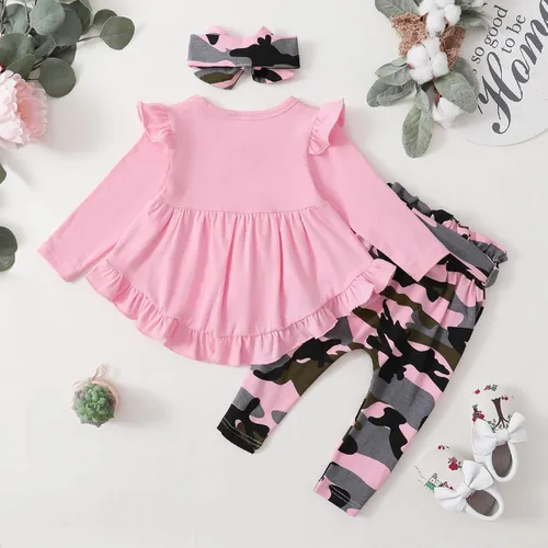 Miniatura 46 de Kucnuzki Conjunto de ropa para bebé niña pequeña, camisa de manga con volantes, pantalón floral, ropa de otoño e invierno para niña