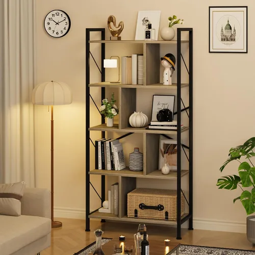 Miniatura 10 de IDEALHOUSE Estantería de 5 niveles con almacenamiento, estante industrial de 61 pulgadas de alto con estantes de exhibición abierta, estantería de 5
