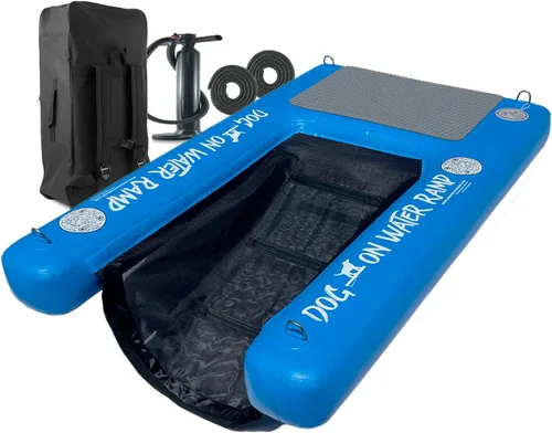 Rampa de agua para perros para barco, muelle o piscina. Para perros de hasta 200 libras para salir fácilmente del agua. Flotable. Incluye bomba,