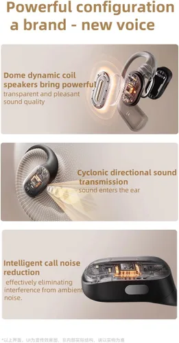 Miniatura 5 de Auriculares de oreja abierta, auriculares sobre la oreja con ganchos ergonómicos para las orejas, auriculares Bluetooth 5.4, 36 horas de tiempo