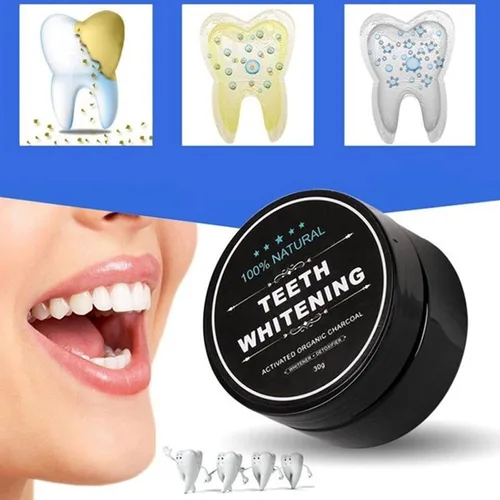 Miniatura 5 de Polvo de carbón para blanquear los dientes, polvo blanqueador de dientes para el cuidado bucal Establece coco natural, sin daño en esmalte o encías