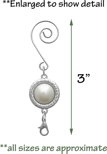 Miniatura 2 de Gancho para adornos de Navidad con gancho en S y pinza de langosta – Juego de 24 – Perla blanca con ajuste plateado – Accesorios y detalles