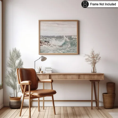 Miniatura 6 de Poster Master Póster vintage de pintura de olas oceánicas, impresión retro del océano, bellas artes, arte de paisaje marino, regalo para hombres