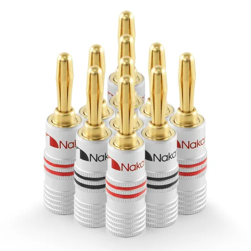 Miniatura 11 de Nakamichi Excel Series - Enchufes tipo banana chapados en oro de 24 quilates, calibre 18 AWG, tamaño de 0.157 in para altavoces, amplificador