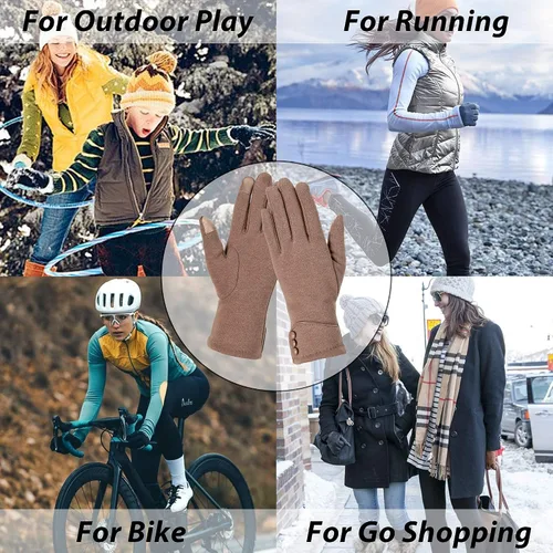 Miniatura 4 de 3 pares de guantes de invierno para mujeres clima frío niñas con dedos de pantalla táctil cálidos y gruesos mensajes de texto al por mayor