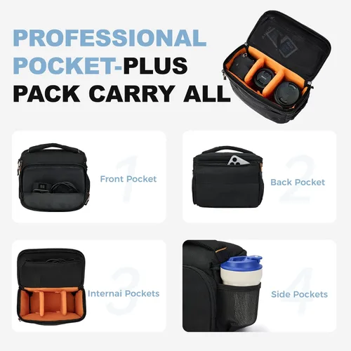 Miniatura 2 de Vogano Funda protectora para cámara, bolsa de hombro para fotografía, compatible con Nikon, Canon, Sony DSL/SLR/Equipo sin espejo, impermeable