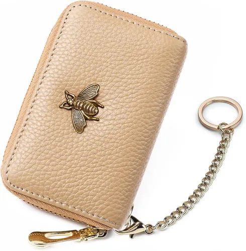 Miniatura 30 de imeetu Soporte para tarjetas de crédito RFID, cartera pequeña de cuero con cremallera para mujer