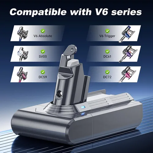 Miniatura 2 de Reemplazo de batería V6 de 6500 mAh, compatible con aspiradora Dyson V6 Animal/Absolute/Motorhead/Fluffy SV03 SV04 SV05 SV06 SV07 SV09 DC58 DC59
