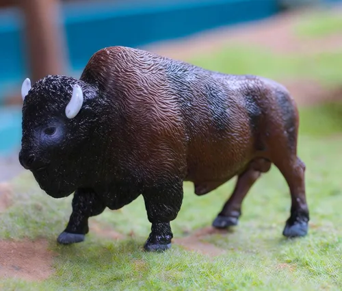 Miniatura 3 de Gemini&Genius Figura de bisonte norteamericano, figura de acción de toro, juguete de juego de vida silvestre para niños, pintado a mano, juguetes