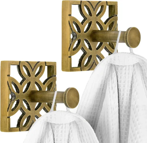 Miniatura 9 de Autumn Alley Dos Ganchos Dorados, Gancho para Toallas de Baño, Gancho para Bata Montado en la Pared - Ganchos Decorativos de Pared para Toalla