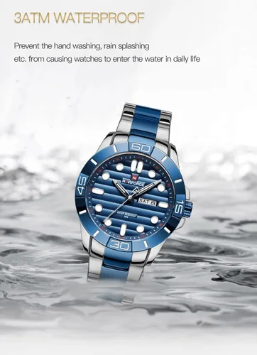 Miniatura 4 de NAVIFORCE Relojes de pulsera para hombre de acero inoxidable analógico de cuarzo resistente al agua con fecha