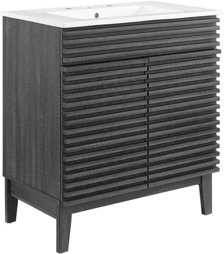 Miniatura 32 de Modway Render 23.5" tocador de baño en nogal (lavabo no incluido)