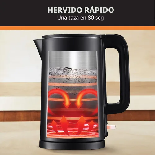 Miniatura 3 de KRUPS Hervidor de Agua Eléctrico de 1.5L de Acero Inoxidable con Toque Frío en el Interior, Hervido Rápido, Una Taza en 80 Segundos, Pared Doble