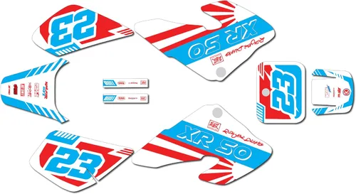 Miniatura 13 de Kit de gráficos para Honda XR50 (2000-2003) Serie FH Azul Rojo 9 Mil - Kit de calcomanías de gráficos personalizados de carreras para motos
