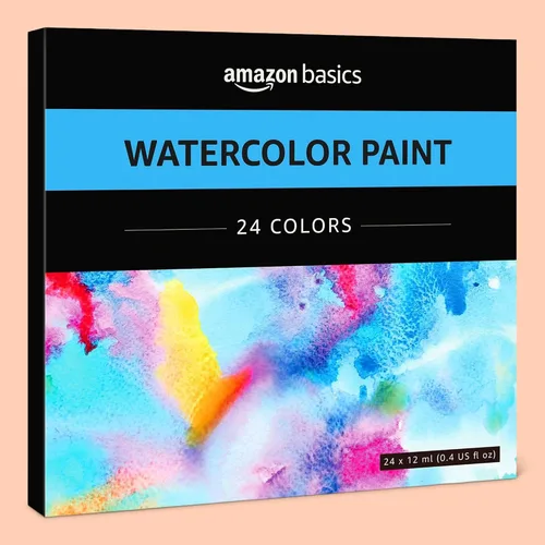 Amazon Basics Juego de tubos de pintura acuarela vibrante, 24 colores, colores surtidos
