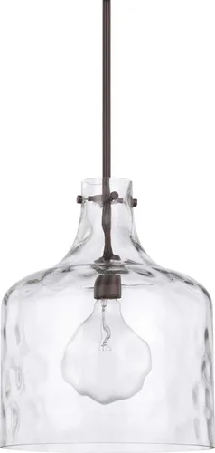 Miniatura 11 de HomePlace Lighting 325712MB Crawford - Lámpara colgante con tarro de vidrio transparente industrial/urbano, 1 luz de 100 vatios, 15 pulgadas de alto