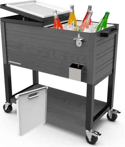 Miniatura 15 de Permasteel 80 Quart Party Cooler, Rolling Ice Chest with Wheels and Handles for Indoor Outdoor Patio