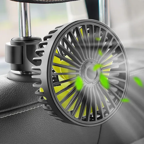 Miniatura 9 de Qidoe Ventilador de coche para asiento trasero, ventiladores portátiles alimentados por USB para automóvil con rotación de 360° con 3 velocidades