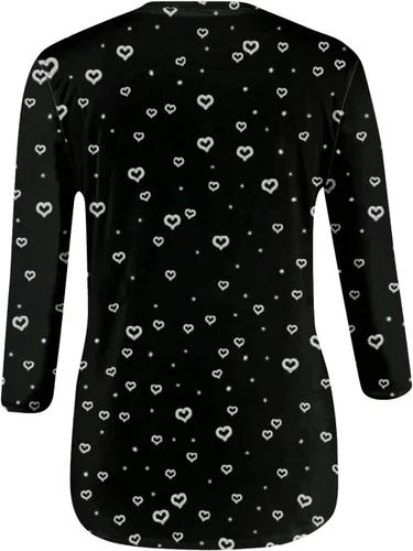 Miniatura 3 de Disfraz para el día de San Valentín, para mujer, casual, de siete mangas, para el día de San Valentín, estampado de cuello redondo, tops básicos