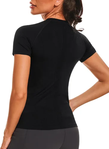Miniatura 2 de Stelle Camisetas de entrenamiento para mujer, sin costuras, de manga larga, con agujeros para el pulgar para deportes, correr, atléticas, ajustadas