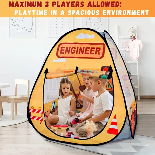 Miniatura 4 de 1 pieza Tienda de campaña de ingeniería para niños, piscina de pelotas para niños pequeños, casa de juegos plegable para interiores y exteriores