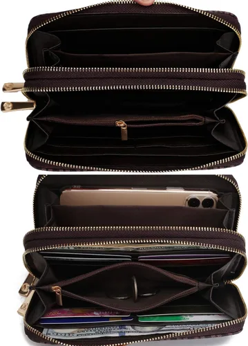 Miniatura 31 de MKF Collection Mia K - Cartera de pulsera para mujer, pequeña cartera de cuero vegano para tarjetas de crédito con cremallera y bolsillo