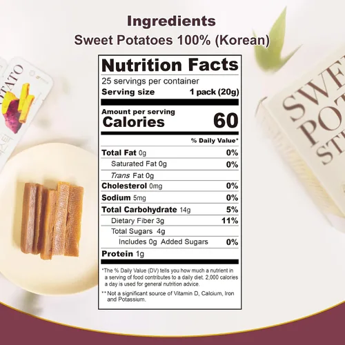 Miniatura 2 de Gangwon Export - Bocadillos masticables coreanos de batata dulces envueltos individualmente [25] – Palitos de batata veganos 100% naturales – Sin