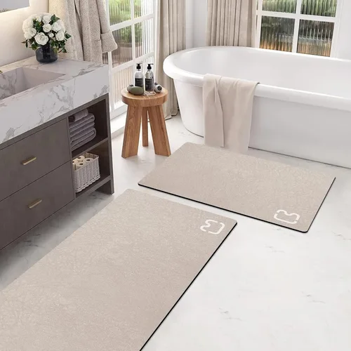 Miniatura 32 de RUERYA Tierra de Diatomeas Alfombras de Baño 23.6 x 15.7 pulgadas, Secado Rápido Súper Absorbente Base de Goma Antideslizante Alfombra de Baño