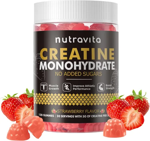 Miniatura 9 de Nutravita Certificado NSF Creatina Gomita - Gomitas de Monohidrato de Creatina para Hombres y Mujeres - 5g de Monohidrato de Creatina por Porción