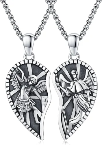 Miniatura 643 de Collar con colgante de plata de ley 925 con medalla de San Patrón, joyería religiosa para hombres y mujeres, con cadena de acero inoxidable 316L