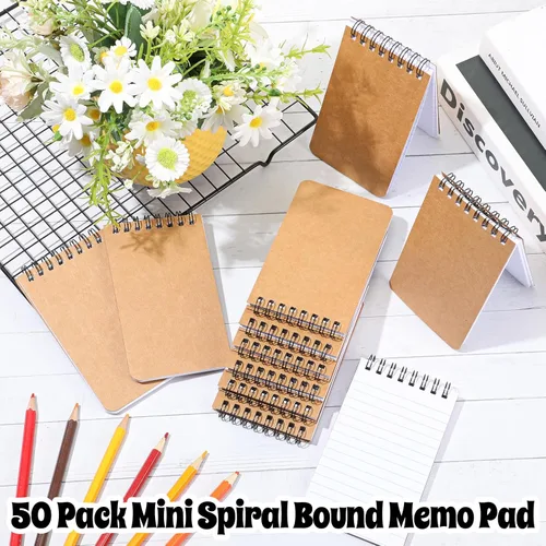 Miniatura 5 de Nuanchu Bloc de notas de 3 x 5 pulgadas, cuaderno de espirales, 60 hojas, mini bloc de notas en espiral, bloc de notas encuadernado en la parte