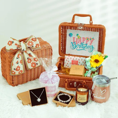 Regalos de cumpleaños para mujeres: cesta de feliz cumpleaños para mujeres, amistad, mamá, hermana, esposa, novia, mejor amiga, hija