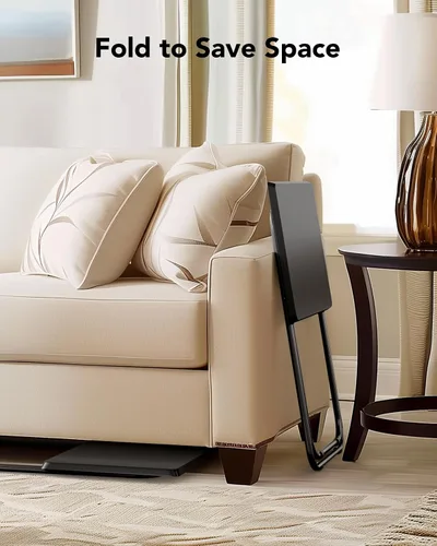 Miniatura 5 de HUANUO Mesa plegable para TV, mesa estable sin necesidad de montaje, bandeja de TV para comer, mesas plegables para aperitivos para cama y sofá Negro