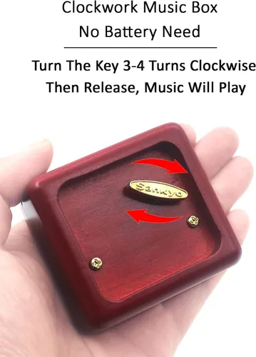 Miniatura 4 de Sinzyo Caja musical con mecanismo tallado de madera vintage, caja de música de cuerda para regalo para Navidad, caja de música «Merry Go Round of