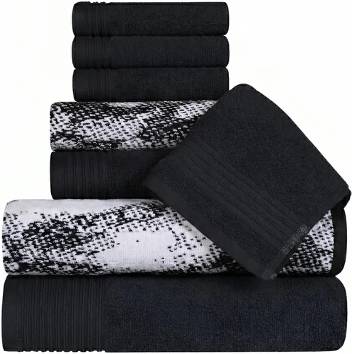 Superior Juego de 8 toallas de algodón surtido de 8 piezas, incluye 2 toallas de baño, 2 manos, 4 toallas faciales, suaves, absorbentes, accesorios