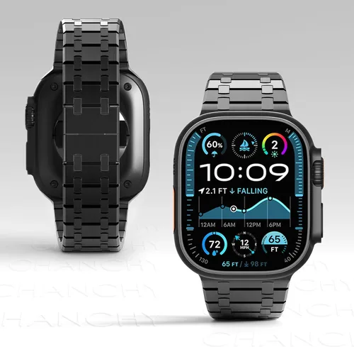 Miniatura 5 de CHANCHY Correa de acero inoxidable compatible con Apple Watch Ultra 3/2/1 de 1.732 pulgadas, Series 11/10 de 1.812 pulgadas, 9/8/7 1.772 pulgadas